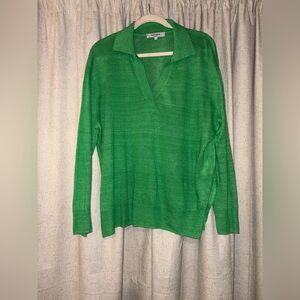 Theme Vibrant Green V-Neck Sweater